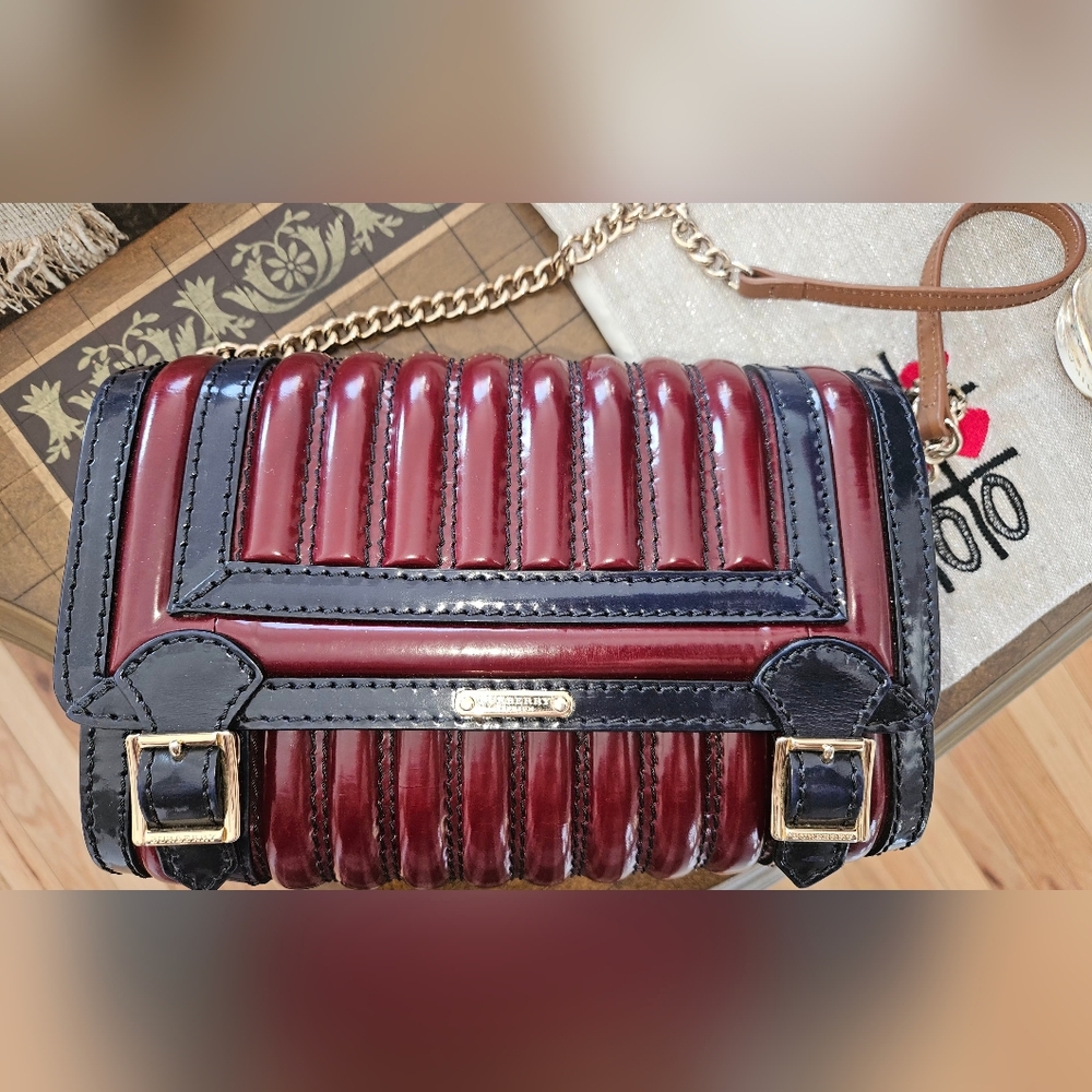 Burberry PRORSUM   Burgundy and Navy Crossbody Bag